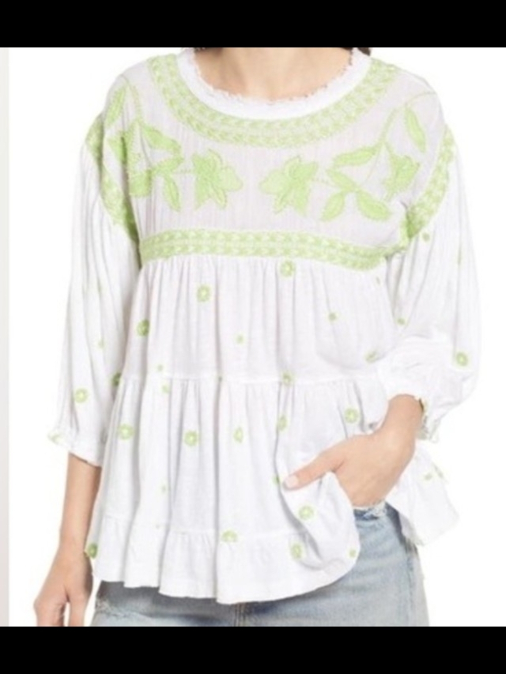 NWOT Free People Edie Bohemian Style Top Size L